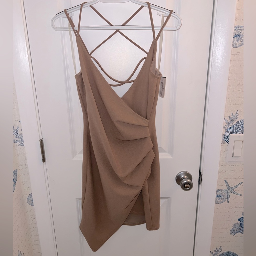 Set of two Elegant Tan and burgundy Strappy Dresses